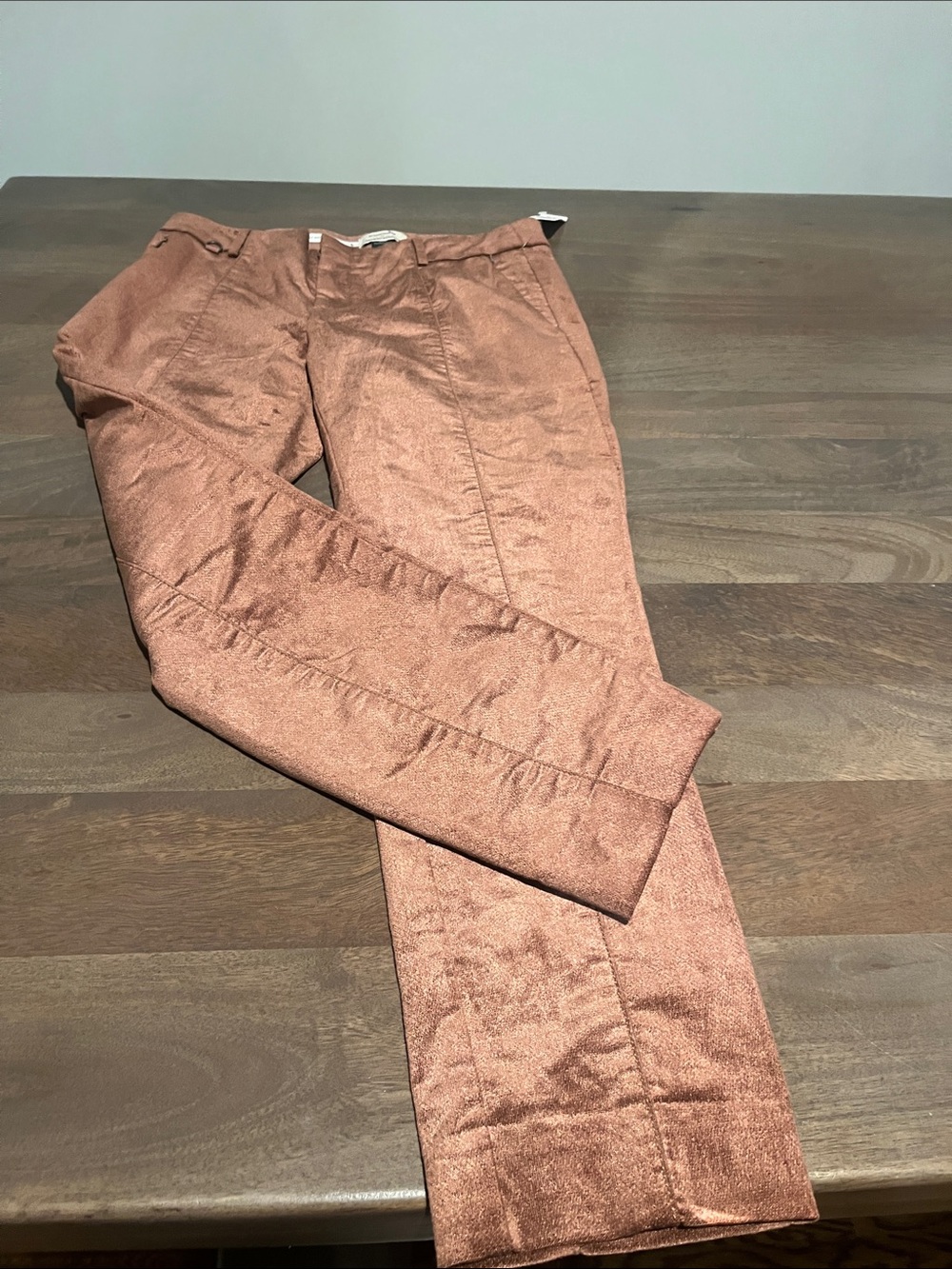 Anthropologie Copper-Tone Essential Skinny Trousers Sz 4 NWT